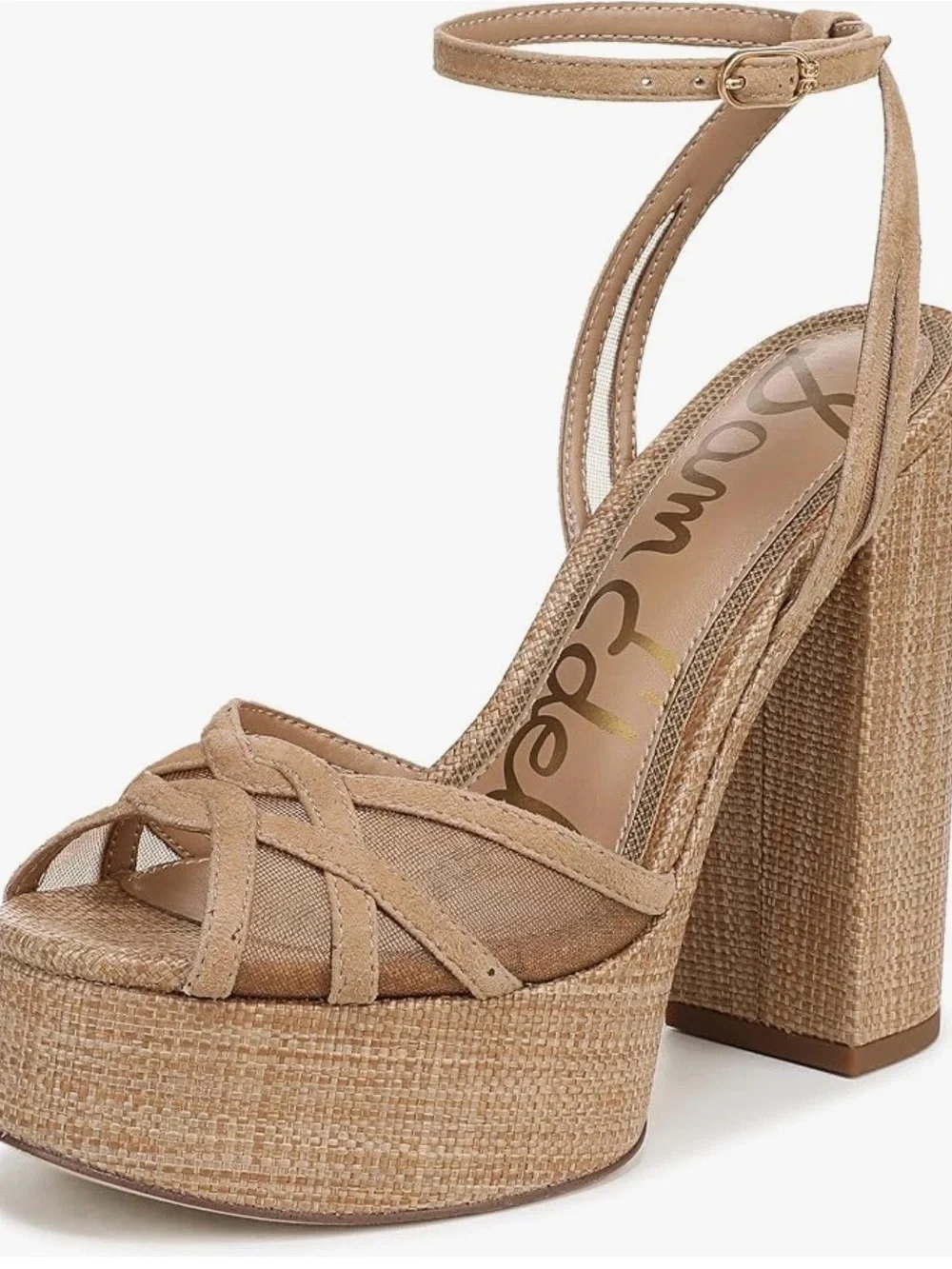Sam Edelman Neutral Beige Woven Platform Sandals